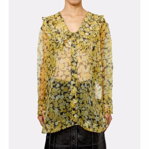 NEW Ganni Organza Shirt Top Flan 34 - Picture 11 of 17